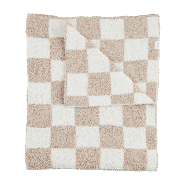 TAUPE CHECK CHENILLE BLANKET