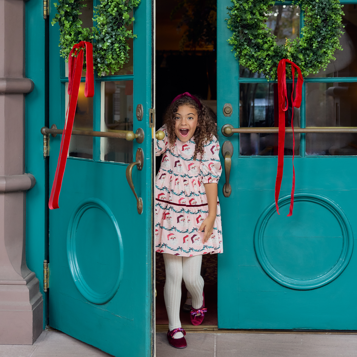 Baby Girls Maribelle Dress Set- Santa Garland - Persnickety Shop