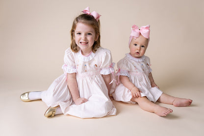 Percy and Tyne CLARA BLOOMER SET - PINK BITTY DOT CORDUROY W/ NUTCRACKER EMBROIDERY
