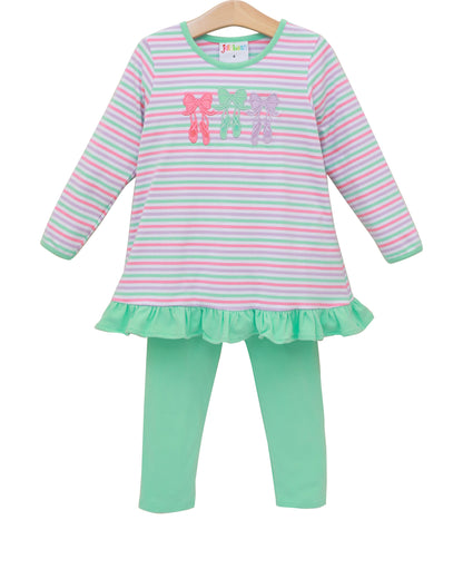 PRE-ORDER | Bows & Ballet Ruffle Pant Set Jellybean by Smock Candy - Persnickety Shop