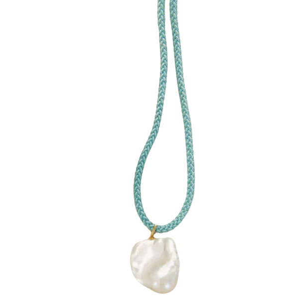 Aqua Cord with Baroque Pearl Necklace - Persnickety Shop