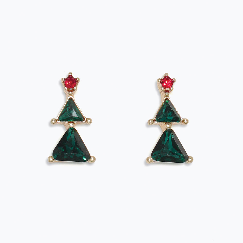 Earrings-Green Crystal Trees