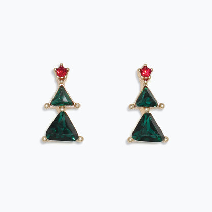 Earrings-Green Crystal Trees