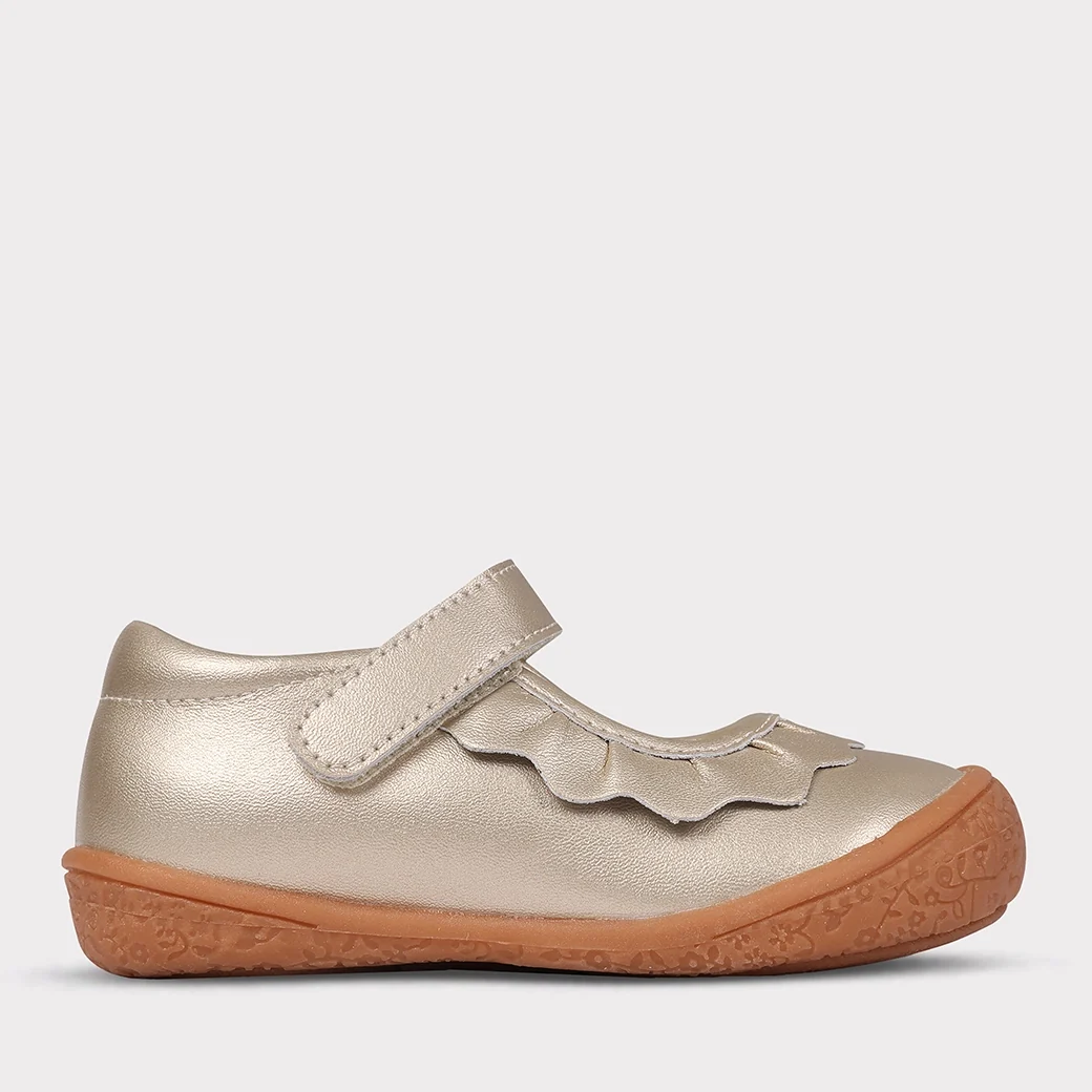 OOMPHIES AMINA LEATHER GIRLS MARY JANE SHOE GOLD