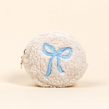 Circle Bow Blue Teddy Pouch - Persnickety Shop