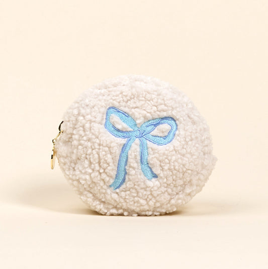 Circle Bow Blue Teddy Pouch - Persnickety Shop