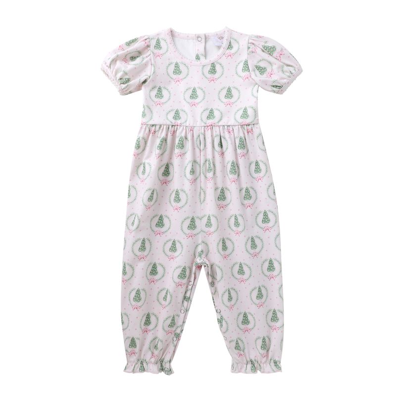 Swoon Baby – Pink Christmas Tree and Bow Print Kate Jumper - Persnickety Shop
