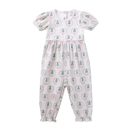 Swoon Baby – Pink Christmas Tree and Bow Print Kate Jumper - Persnickety Shop