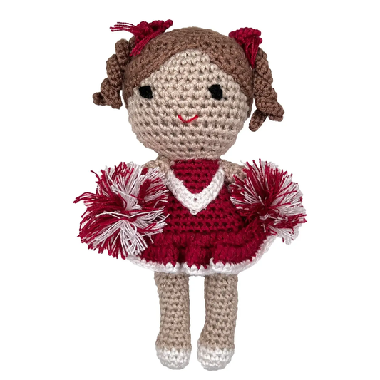 Football Player Bamboo Crochet Rattles Garnet Maroon - Persnickety Shop