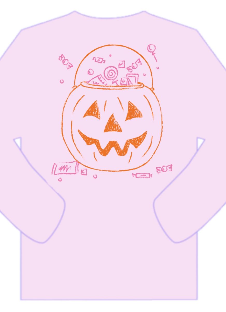 Mustard & Ketchup Kids LS Pink Pumpkin Candy Bucket T-Shirt - Persnickety Shop