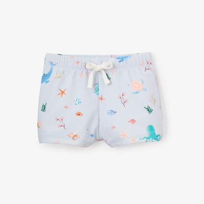 PALE BLUE OCEAN ADVENTURE BABY SWIM SHORTS