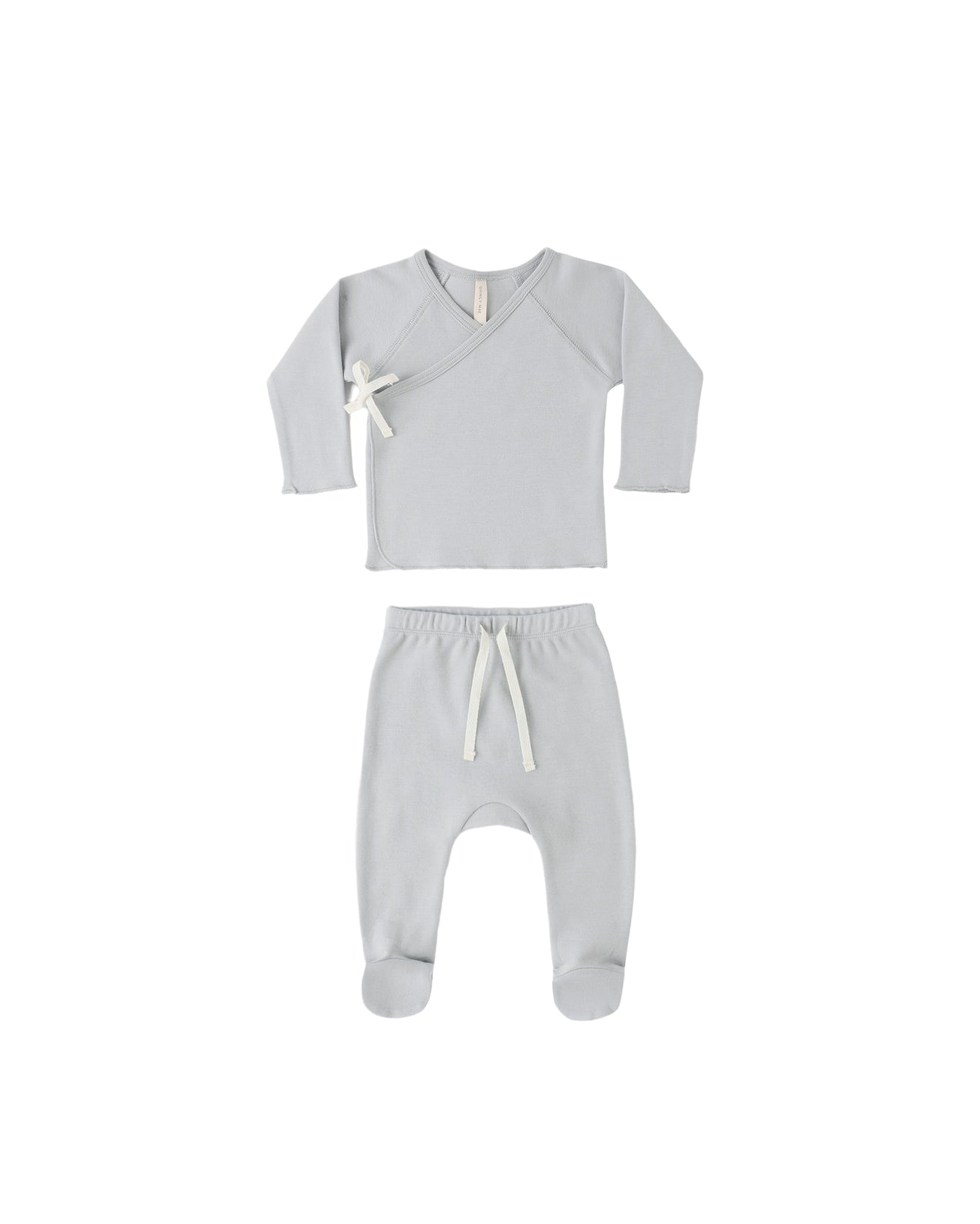 Quincy Mae WRAP TOP + FOOTED PANT SET SKY - Persnickety Shop