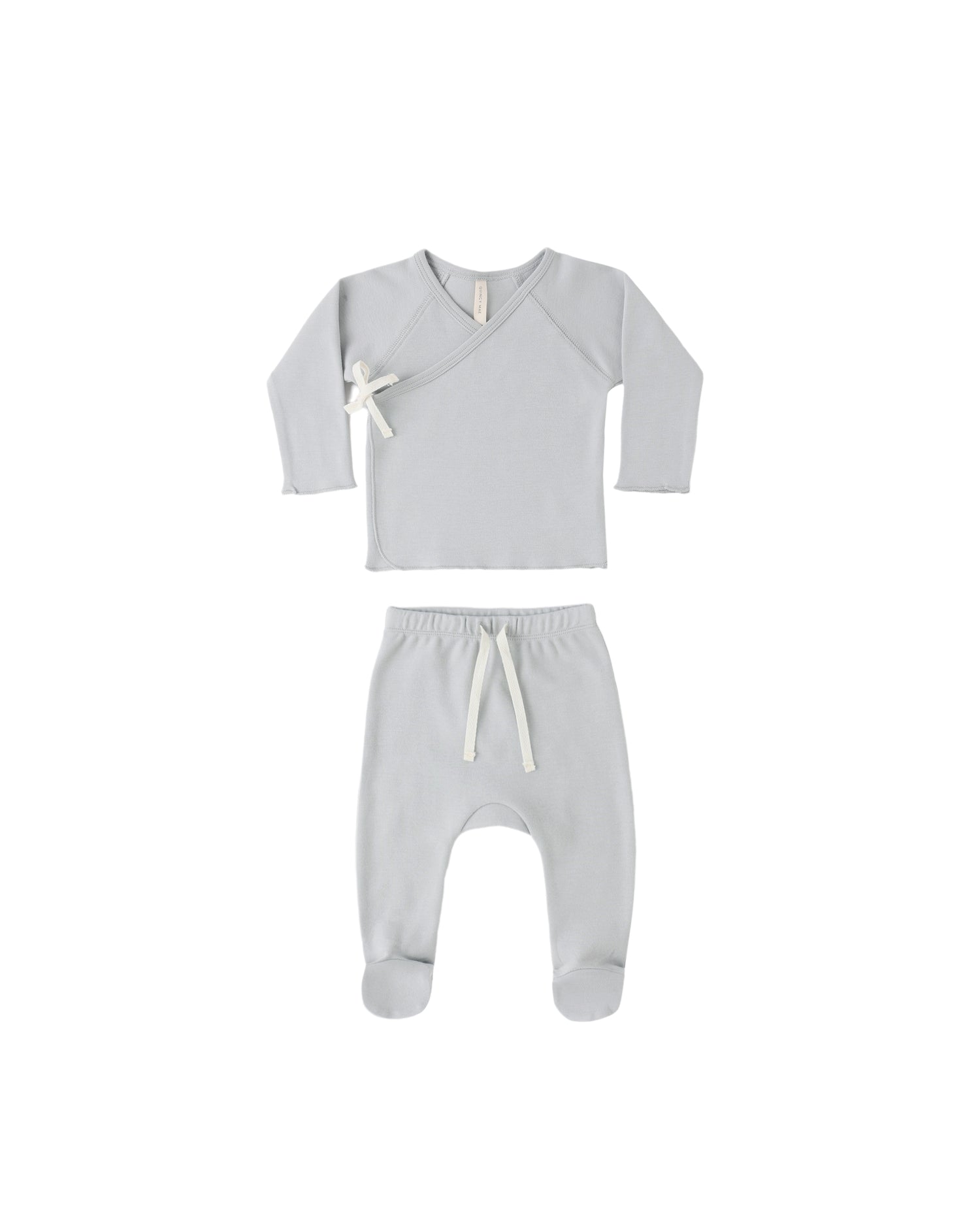 Quincy Mae WRAP TOP + FOOTED PANT SET SKY - Persnickety Shop