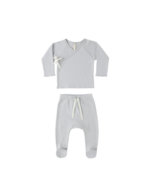 Quincy Mae WRAP TOP + FOOTED PANT SET SKY - Persnickety Shop