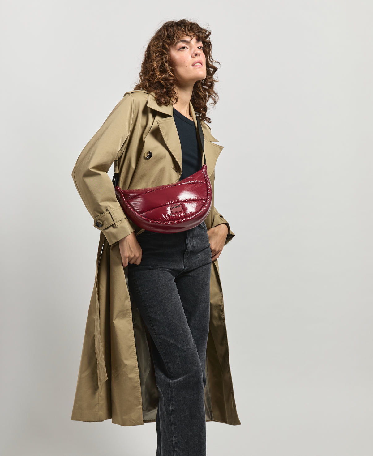 Burgundy Glossy Crossbody Bag - Persnickety Shop