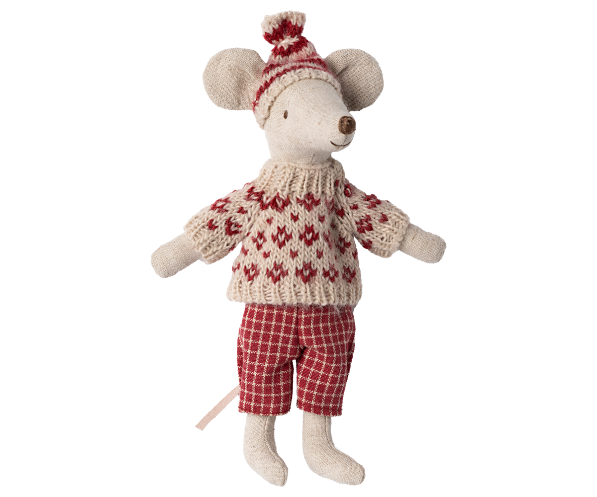 PREORDER Maileg NEW Winter mouse with ski set, Mum - Red 17-4304