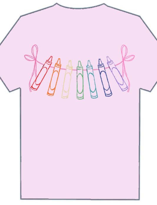 Pink Crayons with Bows T-Shirt - Persnickety Shop
