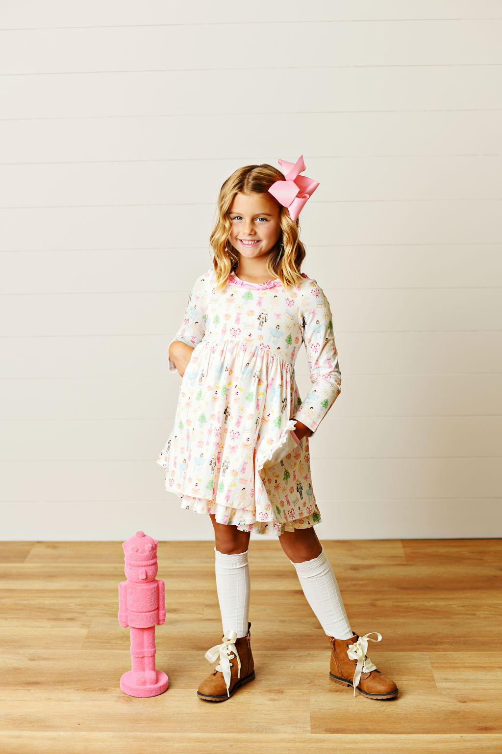 Swoon Baby by Serendipity – Pink Nutcracker Bliss Pocket Twirl Dress with Embroidery - Persnickety Shop