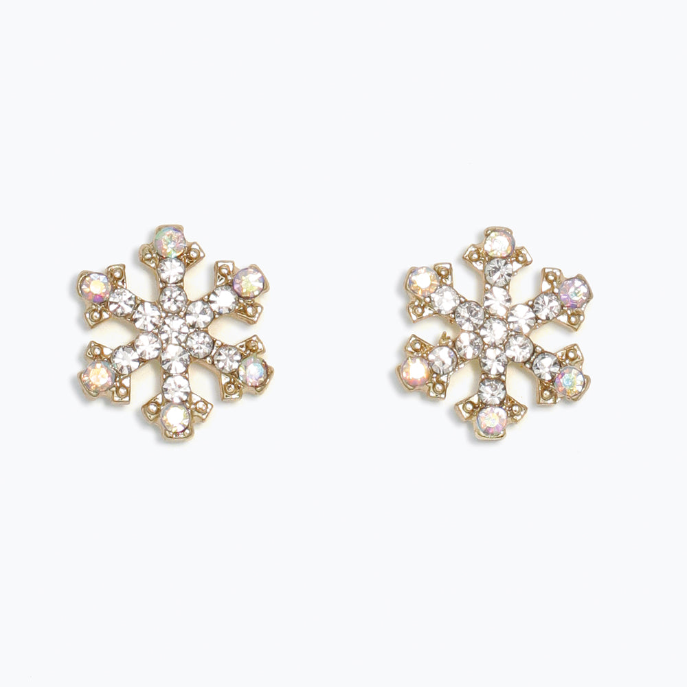 Earrings-AB Crystal Snowflakes Gold