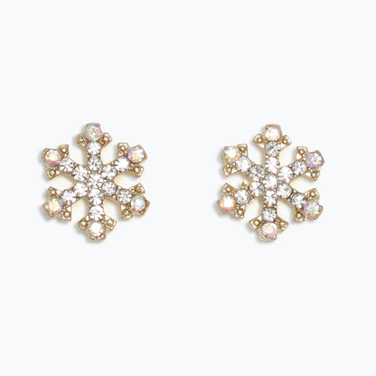 Earrings-AB Crystal Snowflakes Gold