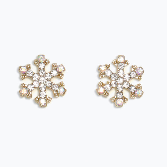 Earrings-AB Crystal Snowflakes Gold