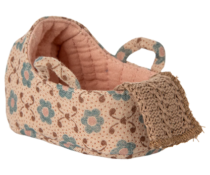 Maileg NEW Baby Mouse In Carry Cot - Rose