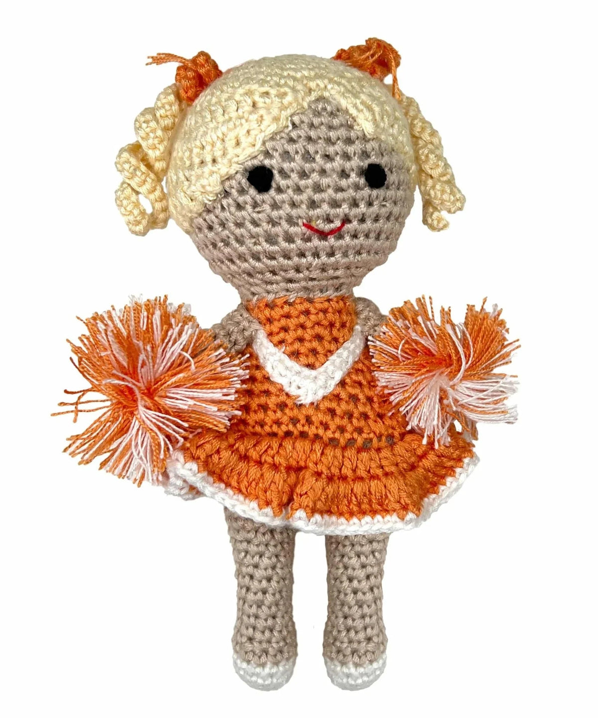 Football Player/Cheerleader Bamboo Crochet Rattles ORANGE