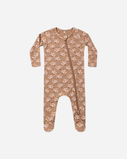 Quincy Mae BAMBOO ZIP FOOTIE FALL FLORAL