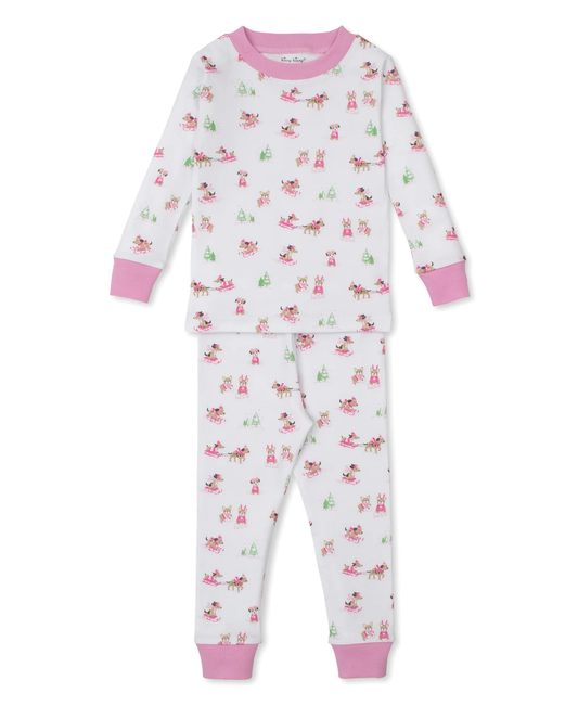 Kissy Kissy Christmas Puppy's Sleigh Riding Fun Pink Pajama Set - Persnickety Shop