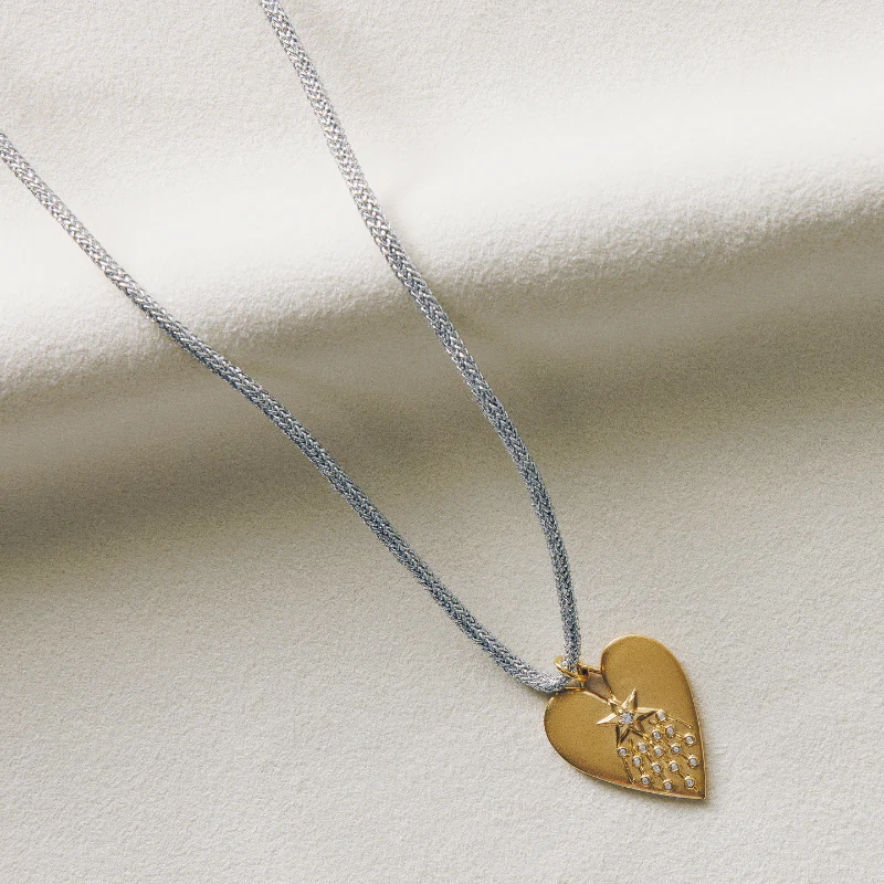 HART Halley's Heart Charm with Silver Lurex Cord