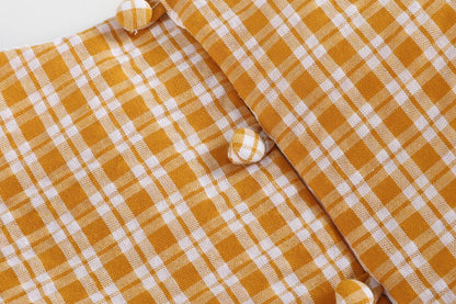 Lil Cactus *Pre-Order* Orange Gingham Ruffle Pumpkin Bow Dress