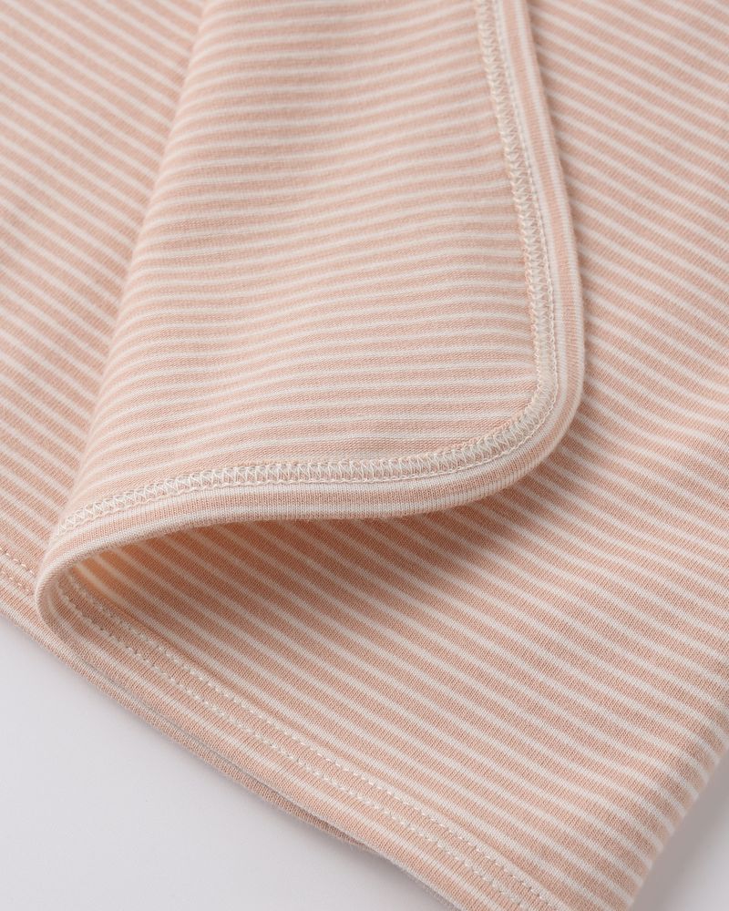 Wrap Top + Footed Pant Set || Melon Micro Stripe - Persnickety Shop