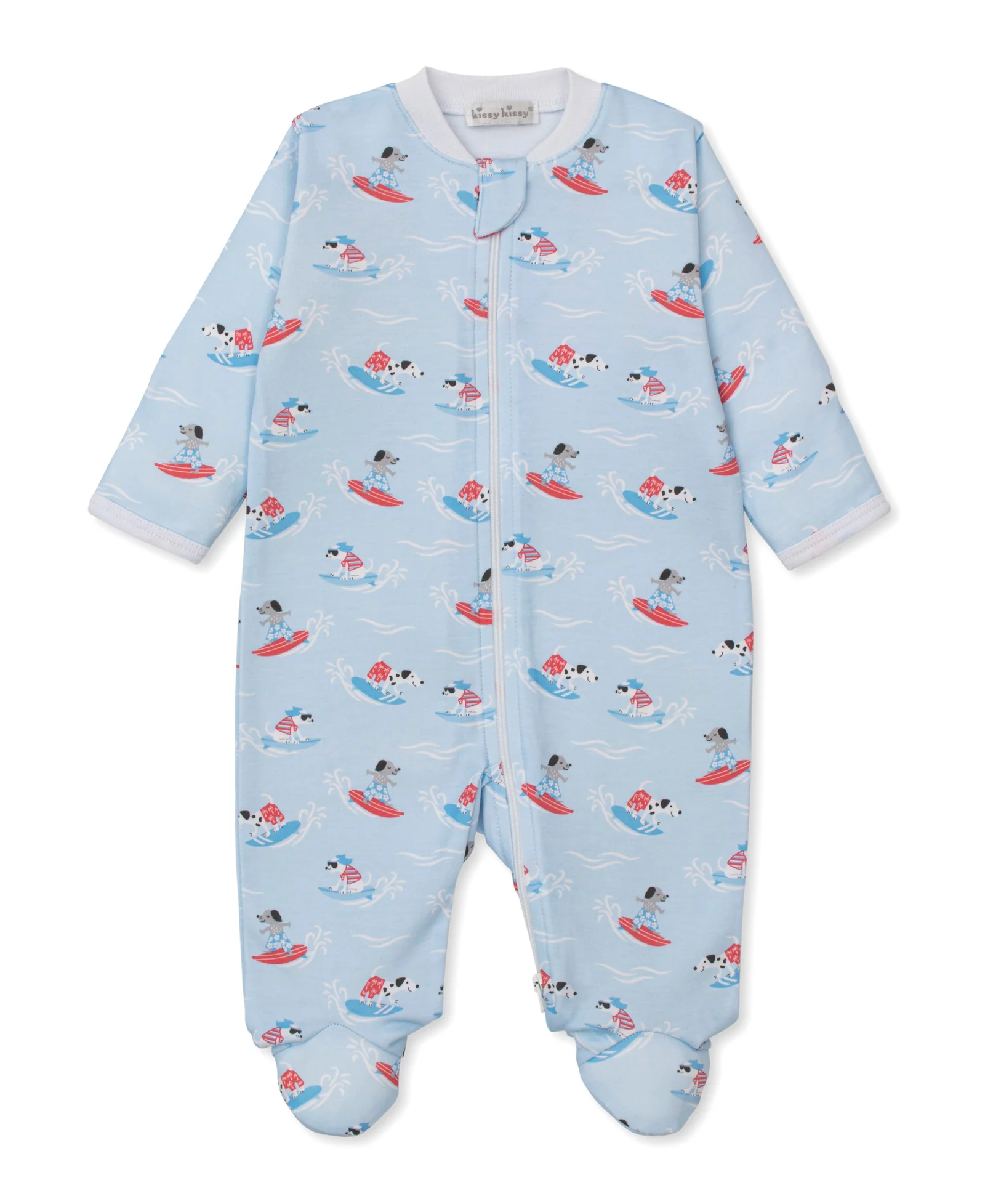 Kissy Kissy Beach Pups- Zip Footie - Persnickety Shop