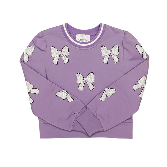 Belle Cher Lavender White Bow Sweatshirt - Persnickety Shop