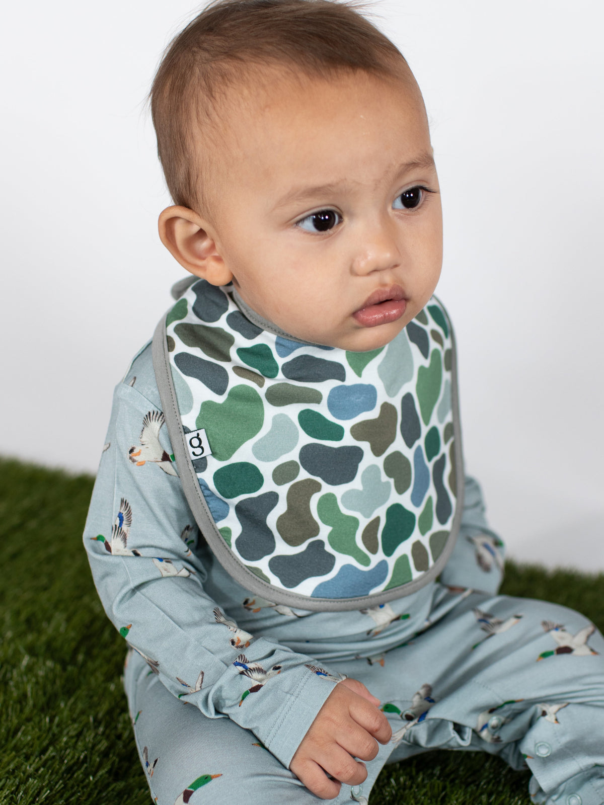 GOOSIES Long Sleeve Polo Romper-Mallards