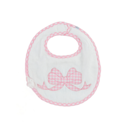 GINGHAM BOW APPLIQUE TERRY BIB - Persnickety Shop
