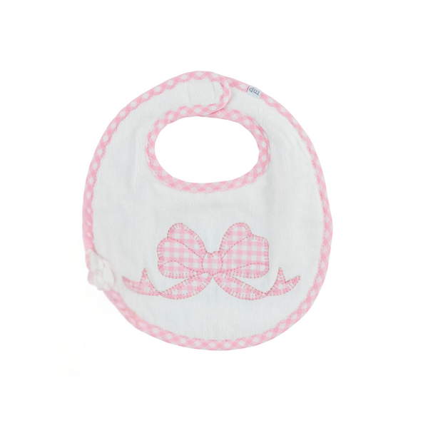 GINGHAM BOW APPLIQUE TERRY BIB