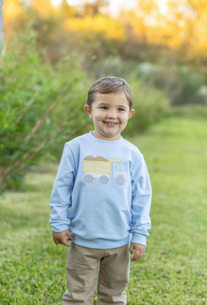 Trotter Street Kids French Terry Pullover- Dump Truck