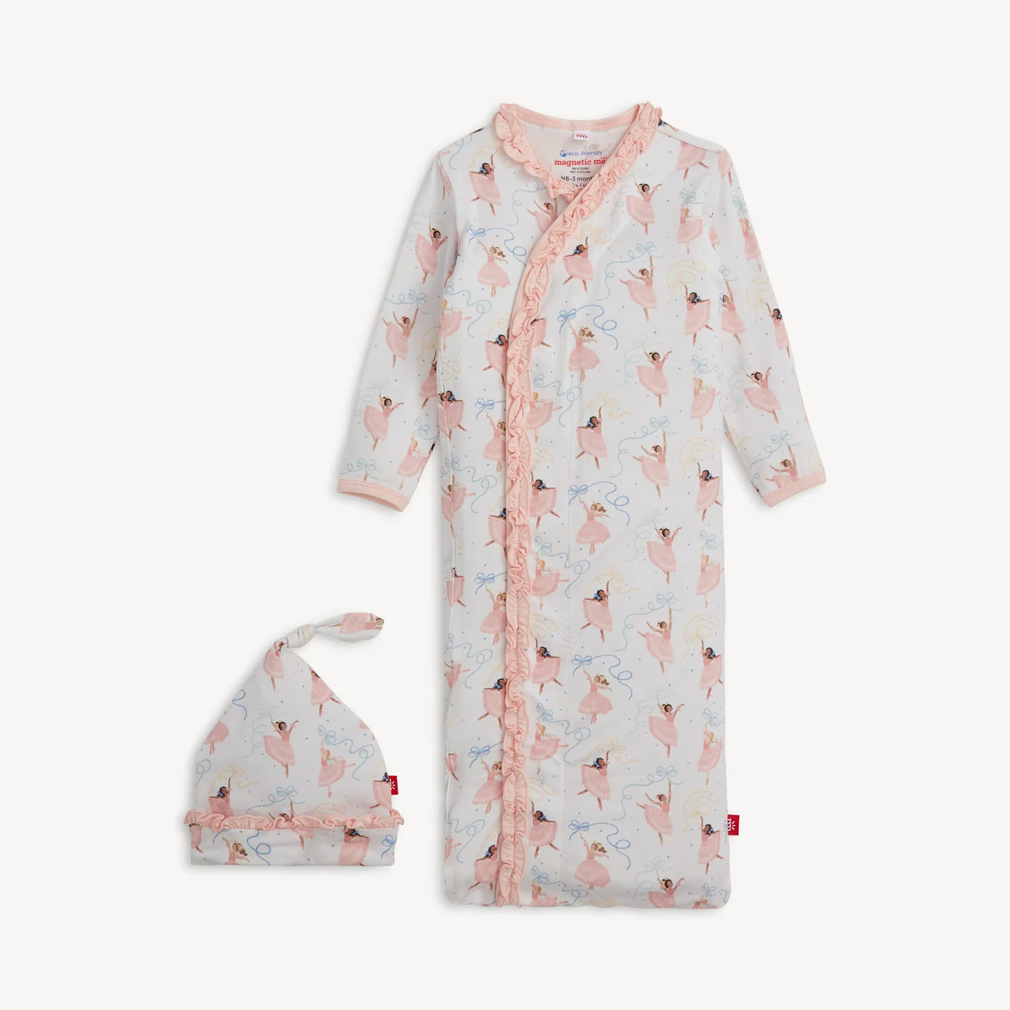 MAGNETIC ME PRETTY PLIES MODAL MAGNETIC COZY SLEEPER GOWN + HAT SET WITH RUFFLES - Persnickety Shop