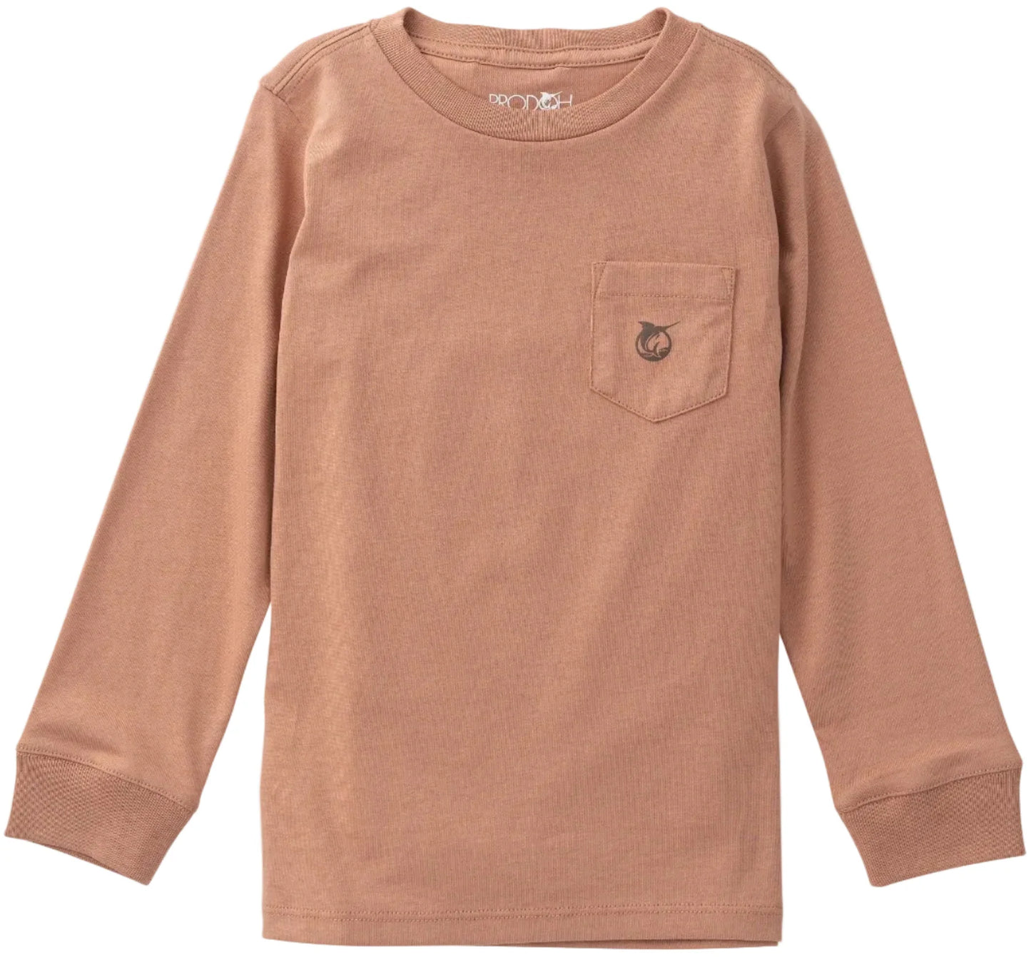 PRODOH Kid's Long Sleeve Cotton Pocket T-shirt in Mocha Mousse