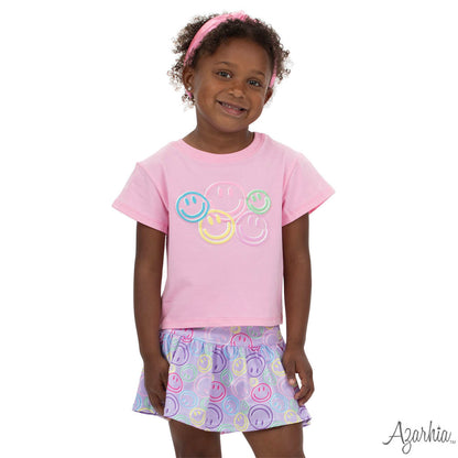 Azarhia Smiley Face Puffy Pink Boxy Tee