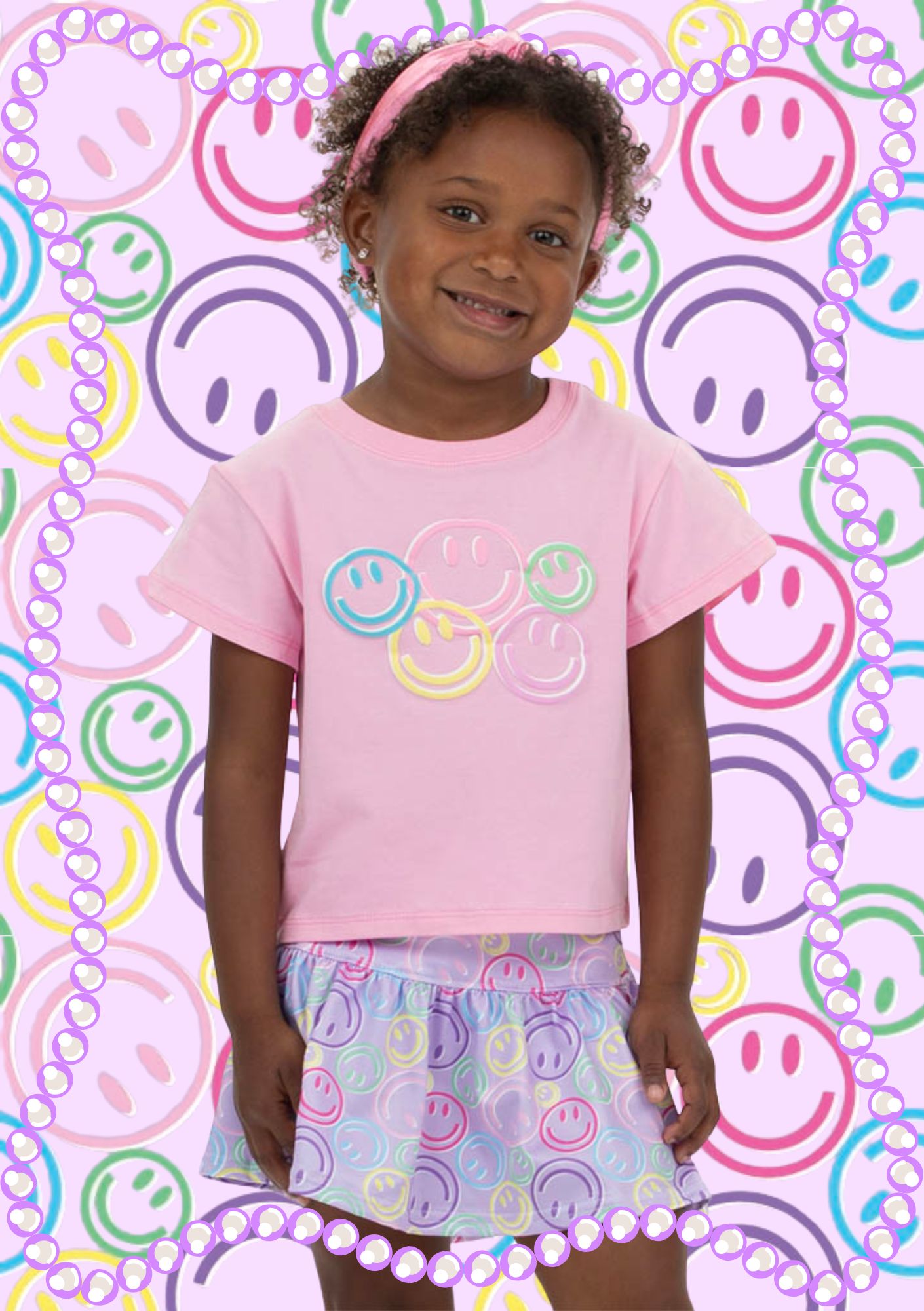 Azarhia Smiley Face Puffy Pink Boxy Tee