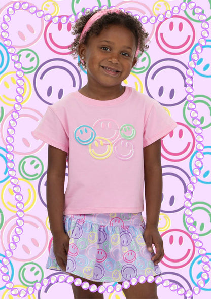 Azarhia Smiley Face Puffy Pink Boxy Tee