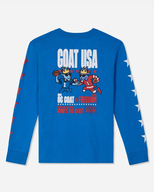 Goat Football Bowl Long Sleeve T-shirt: French Blue