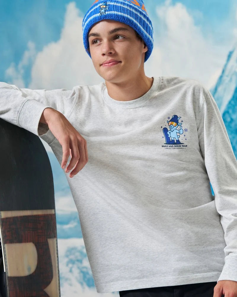 Goat Kids Shred Team Long Sleeve T-shirt  Pale Gray Heather
