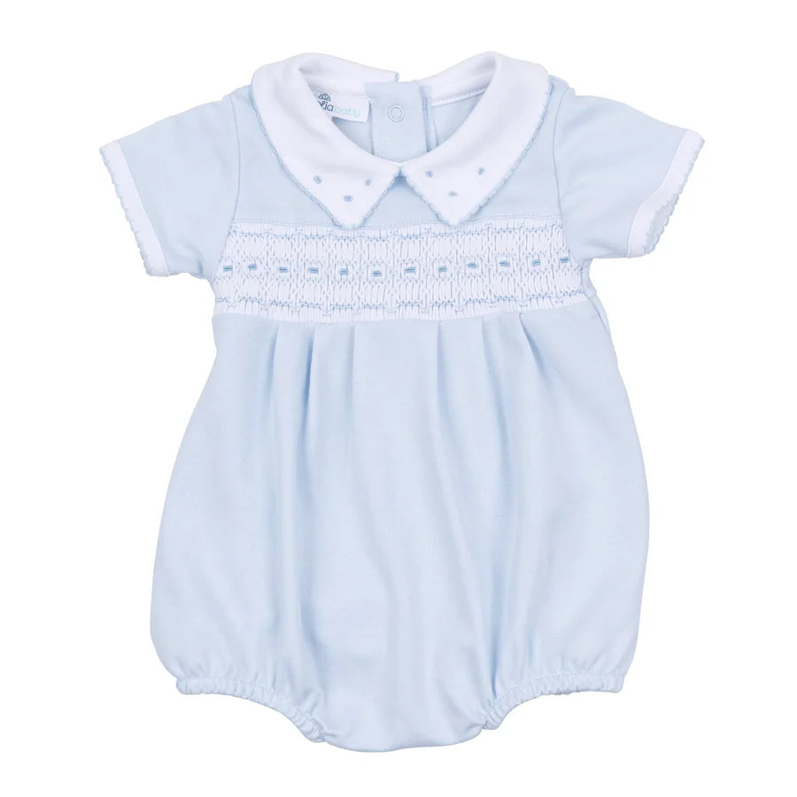 Magnolia Baby Landry Smocked Bubble - Light Blue - Persnickety Shop