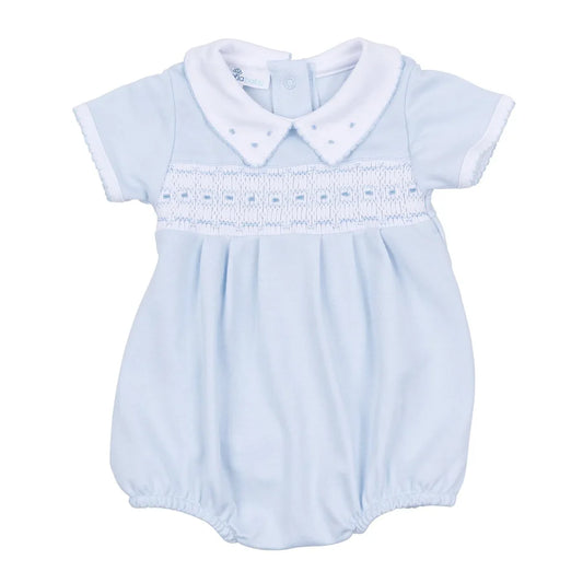 Magnolia Baby Landry Smocked Bubble - Light Blue - Persnickety Shop