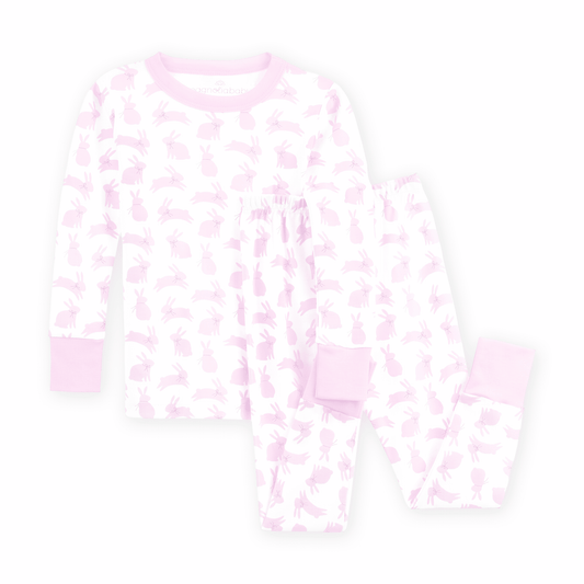 Magnolia Baby Leaping Bunnies Long Pajamas - Pink - Persnickety Shop