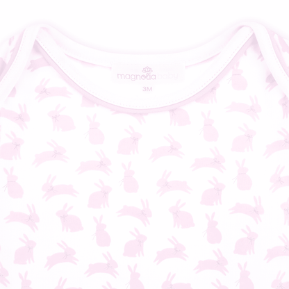 Magnolia Baby Leaping Bunnies Print Bodysuit - Pink - Persnickety Shop