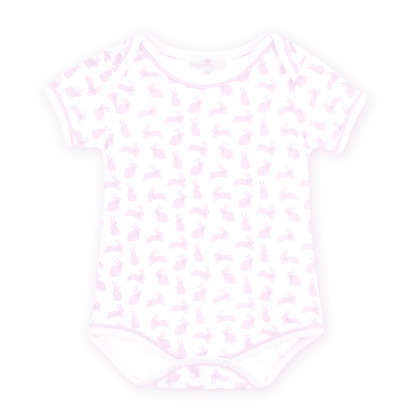 Magnolia Baby Leaping Bunnies Print Bodysuit - Pink - Persnickety Shop